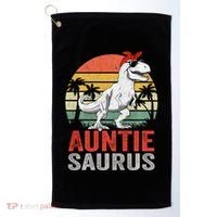 Auntiesaurus T Rex Dinosaur Auntie Saurus Family Matching Long Sleeve Golf Towel thumb 0