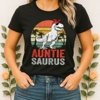 Auntiesaurus T Rex Dinosaur Auntie Saurus Family Matching Long Sleeve Women's T-Shirt thumb 2
