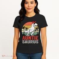 Auntiesaurus T Rex Dinosaur Auntie Saurus Family Matching Long Sleeve Women's T-Shirt thumb 4
