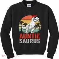 Auntiesaurus T Rex Dinosaur Auntie Saurus Family Matching Long Sleeve Kids Sweatshirt thumb 0