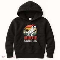 Auntiesaurus T Rex Dinosaur Auntie Saurus Family Matching Long Sleeve Kids Hoodie thumb 0