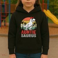 Auntiesaurus T Rex Dinosaur Auntie Saurus Family Matching Long Sleeve Kids Hoodie thumb 3