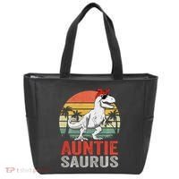 Auntiesaurus T Rex Dinosaur Auntie Saurus Family Matching Long Sleeve Tote Bag thumb 0