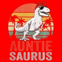Auntiesaurus T Rex Dinosaur Auntie Saurus Family Matching Long Sleeve Santa Hat thumb 1