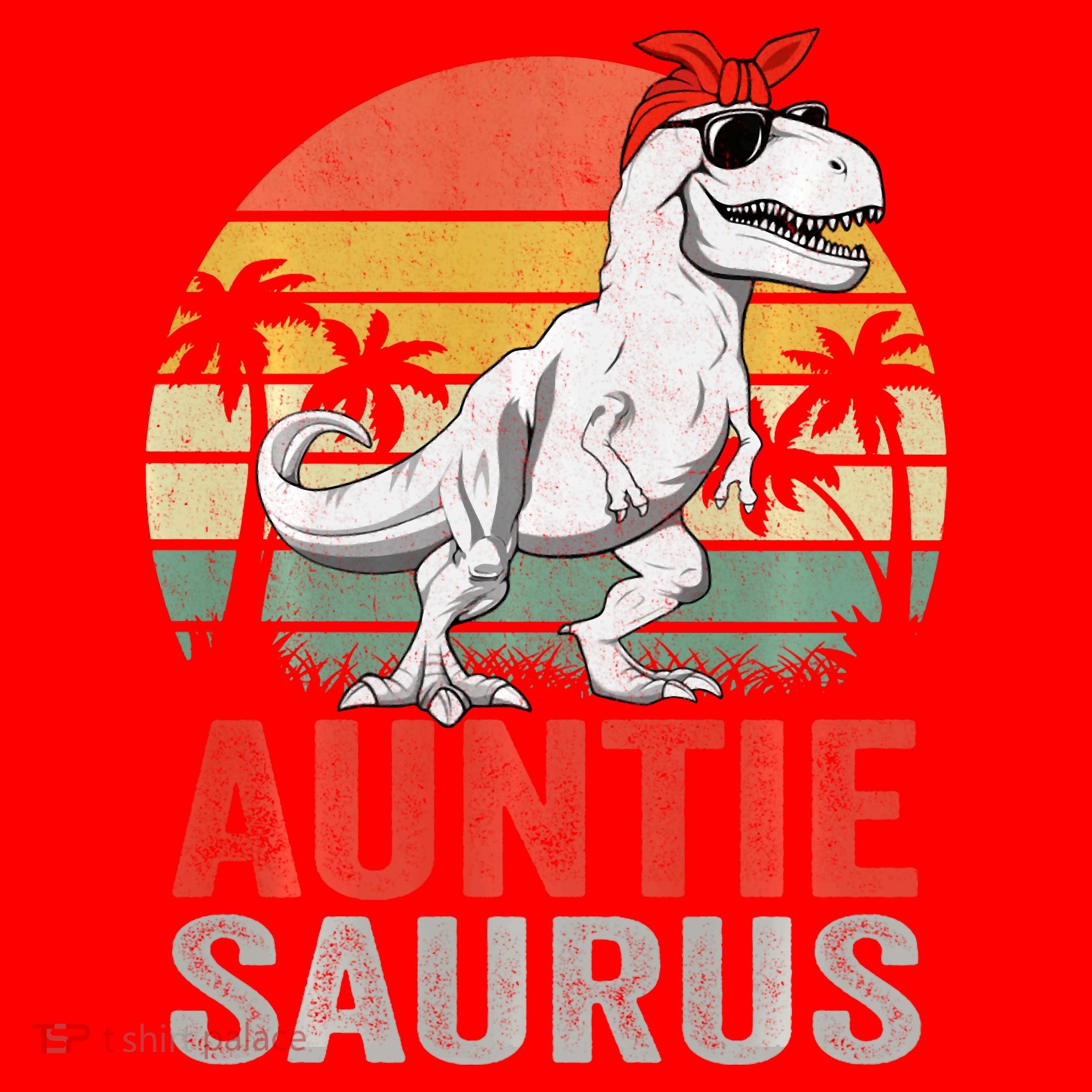 Auntiesaurus T Rex Dinosaur Auntie Saurus Family Matching Long Sleeve Santa Hat