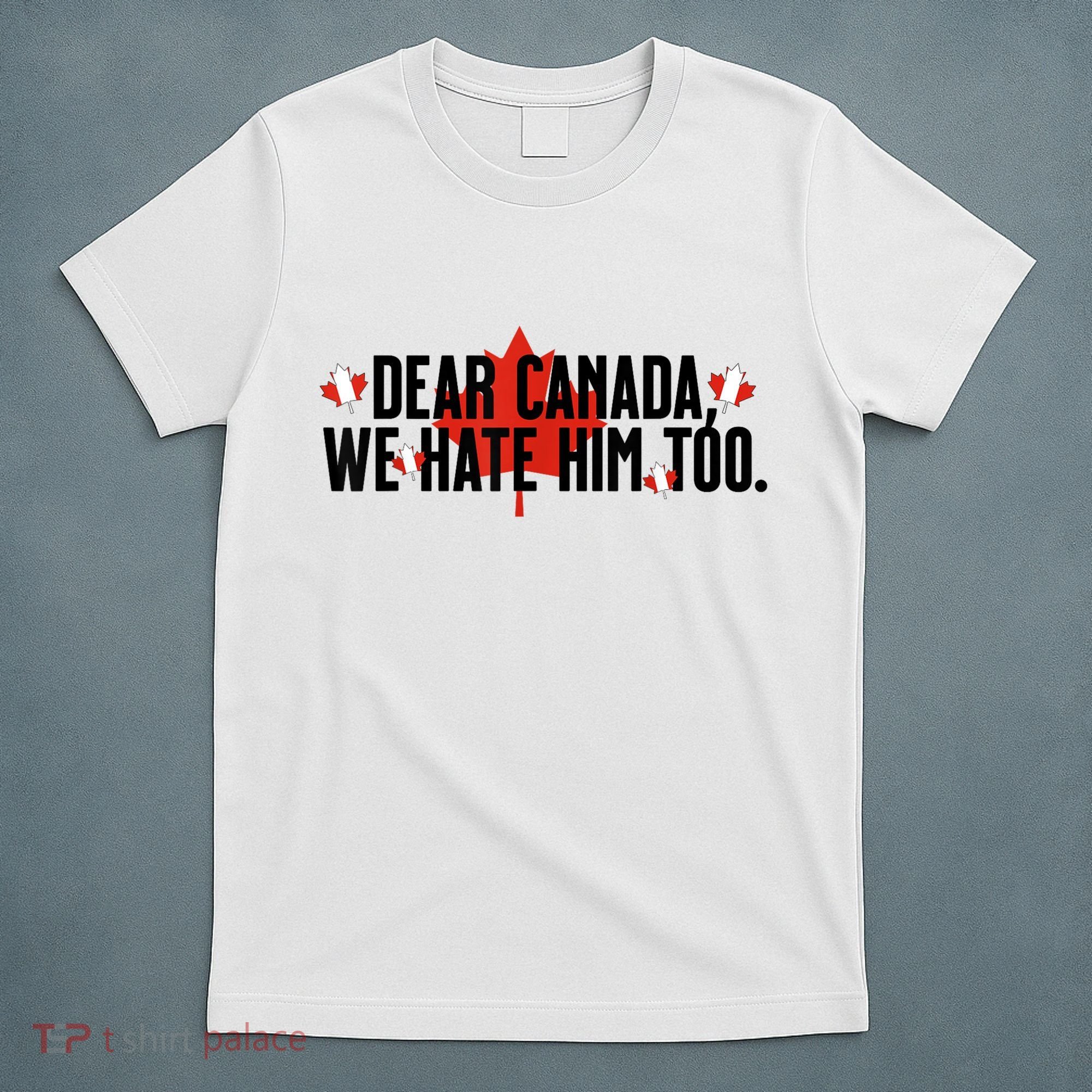 Anti Trump Retro Vintage Apparel Tees Dear Canada We Hate Him Too Anti Trump Political Protest T-Shirt