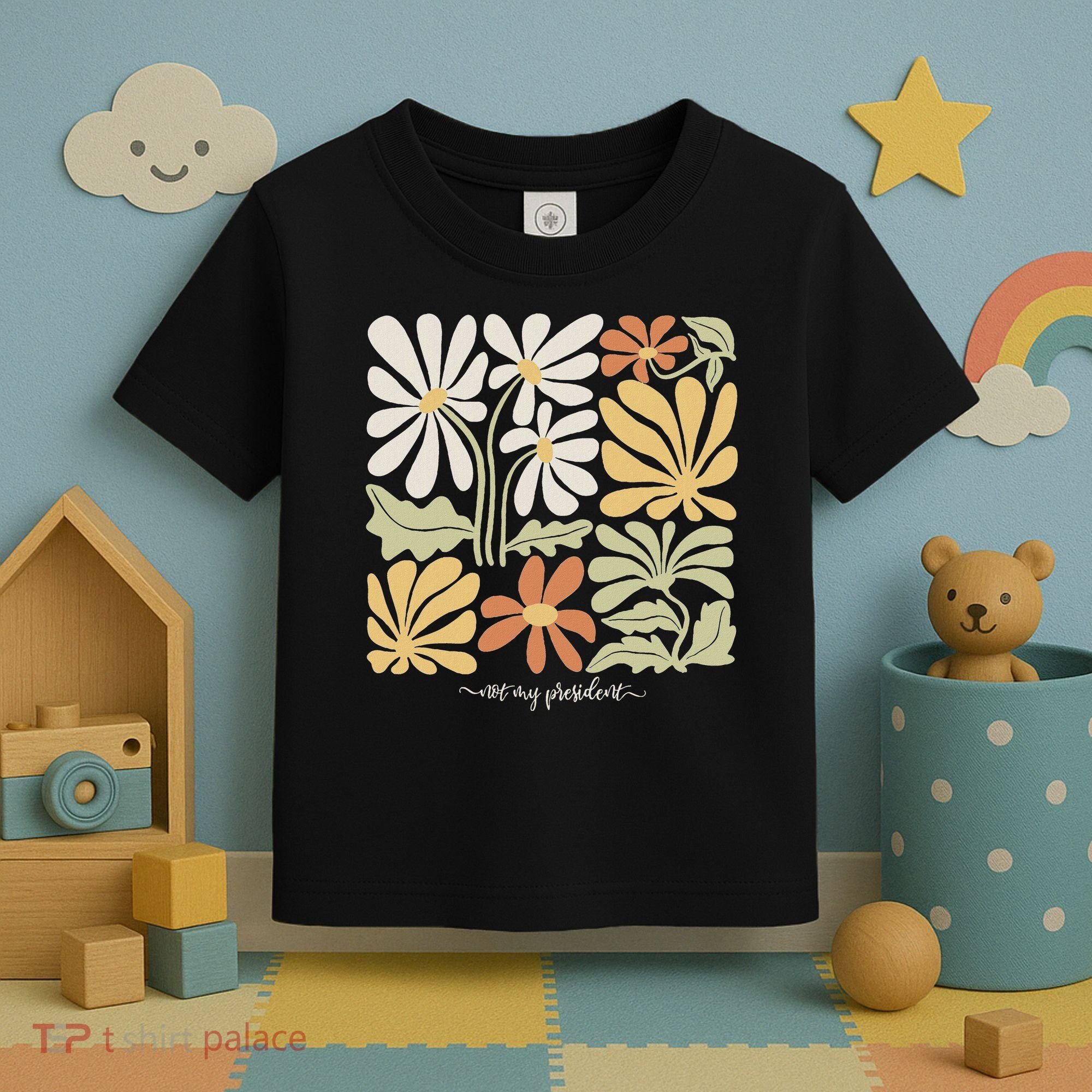 Anti Trump Subtle Not My President Flowers Statement Toddler T-Shirt