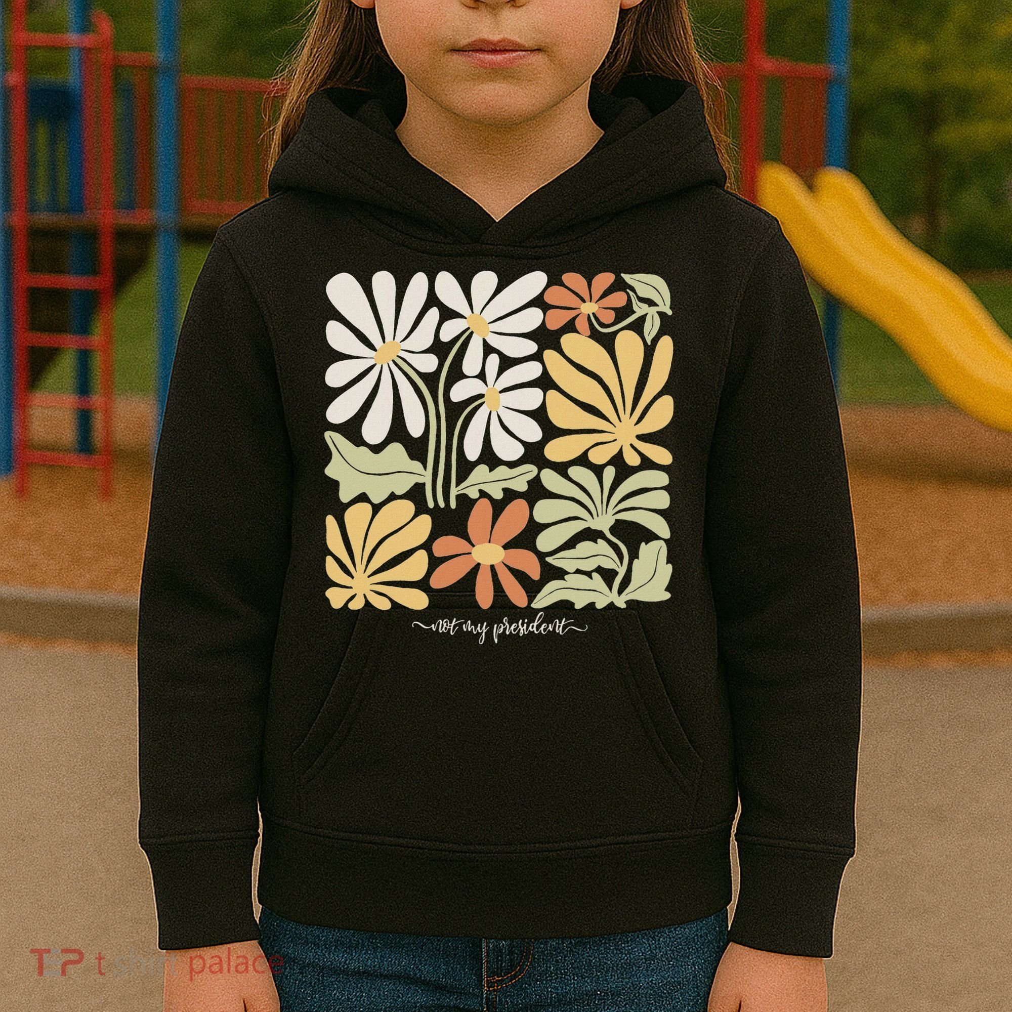 Anti Trump Subtle Not My President Flowers Statement Kids Hoodie