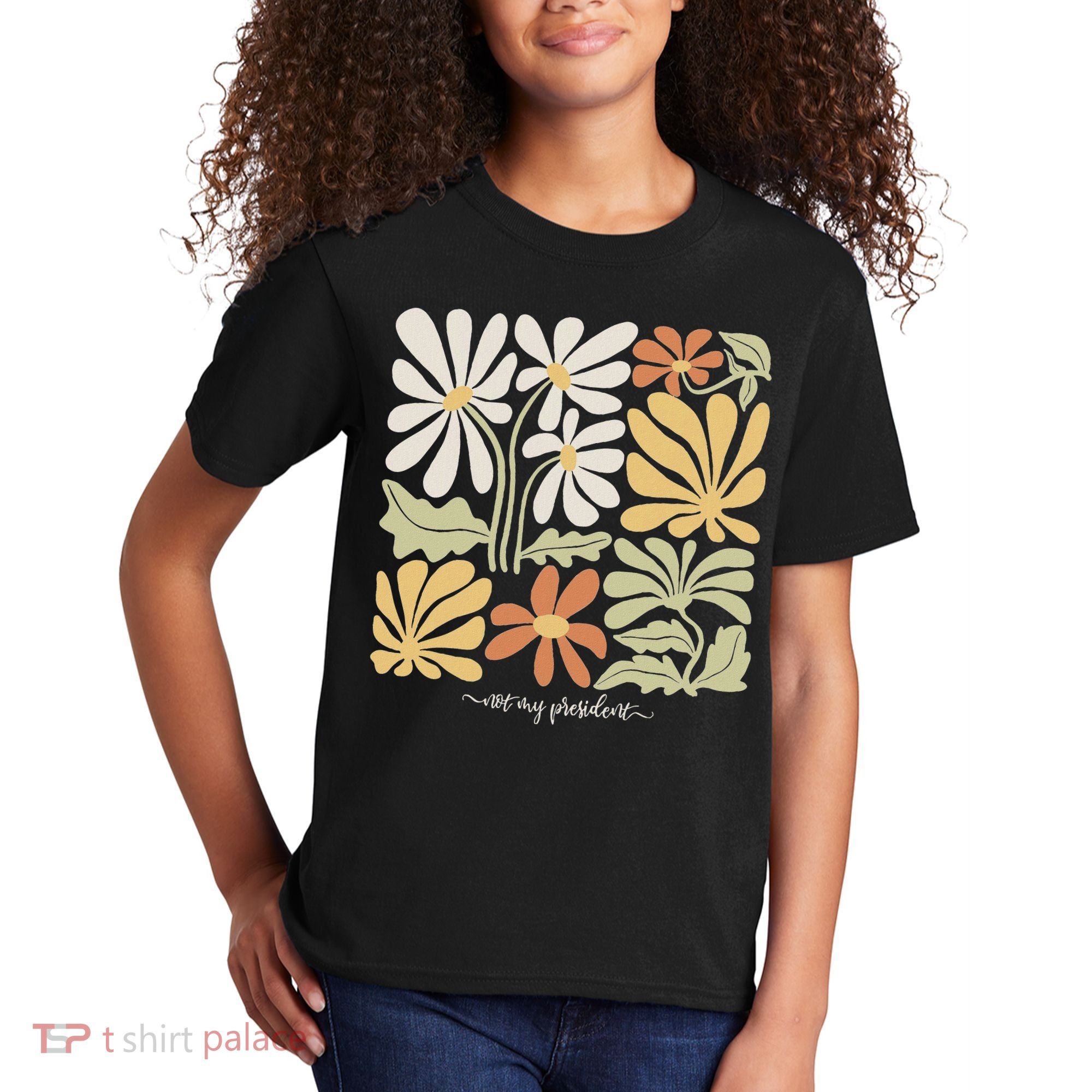 Anti Trump Subtle Not My President Flowers Statement Kids T-Shirt