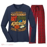 Art Teacher Student School Artist Illustrator Painter Women's Long Sleeve Flannel Pajama Set  thumb 0