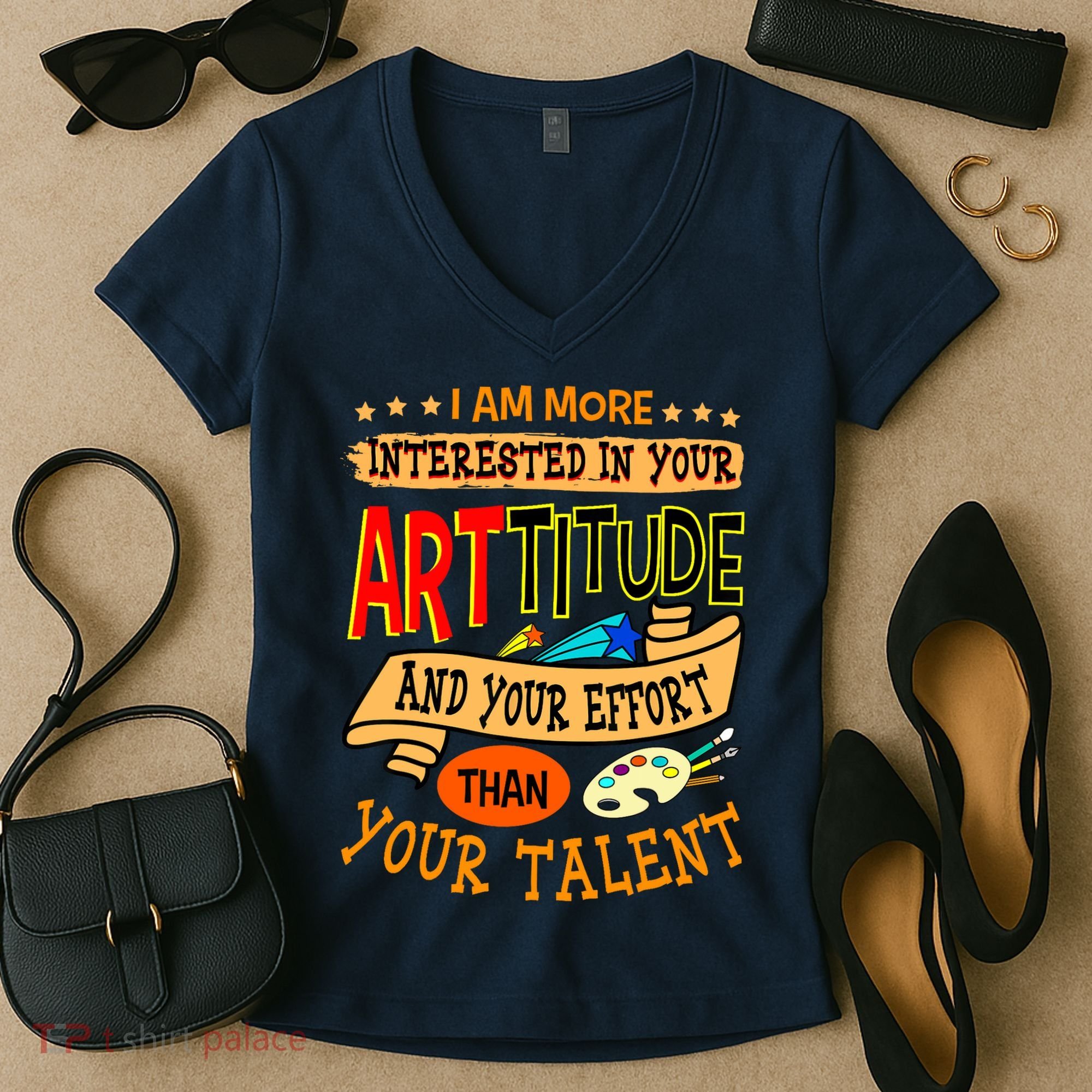 Art Teacher Student School Artist Illustrator Painter Women's V-Neck T-Shirt