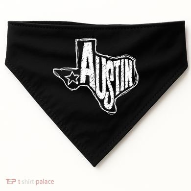 Austin Texas State Retro Outline Map USA-Made Doggie Bandana