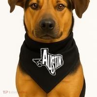Austin Texas State Retro Outline Map USA-Made Doggie Bandana thumb 1