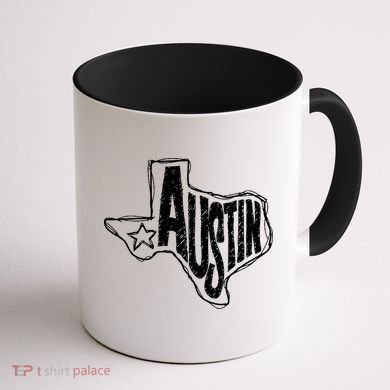 Austin Texas State Retro Outline Map Coffee Mug back