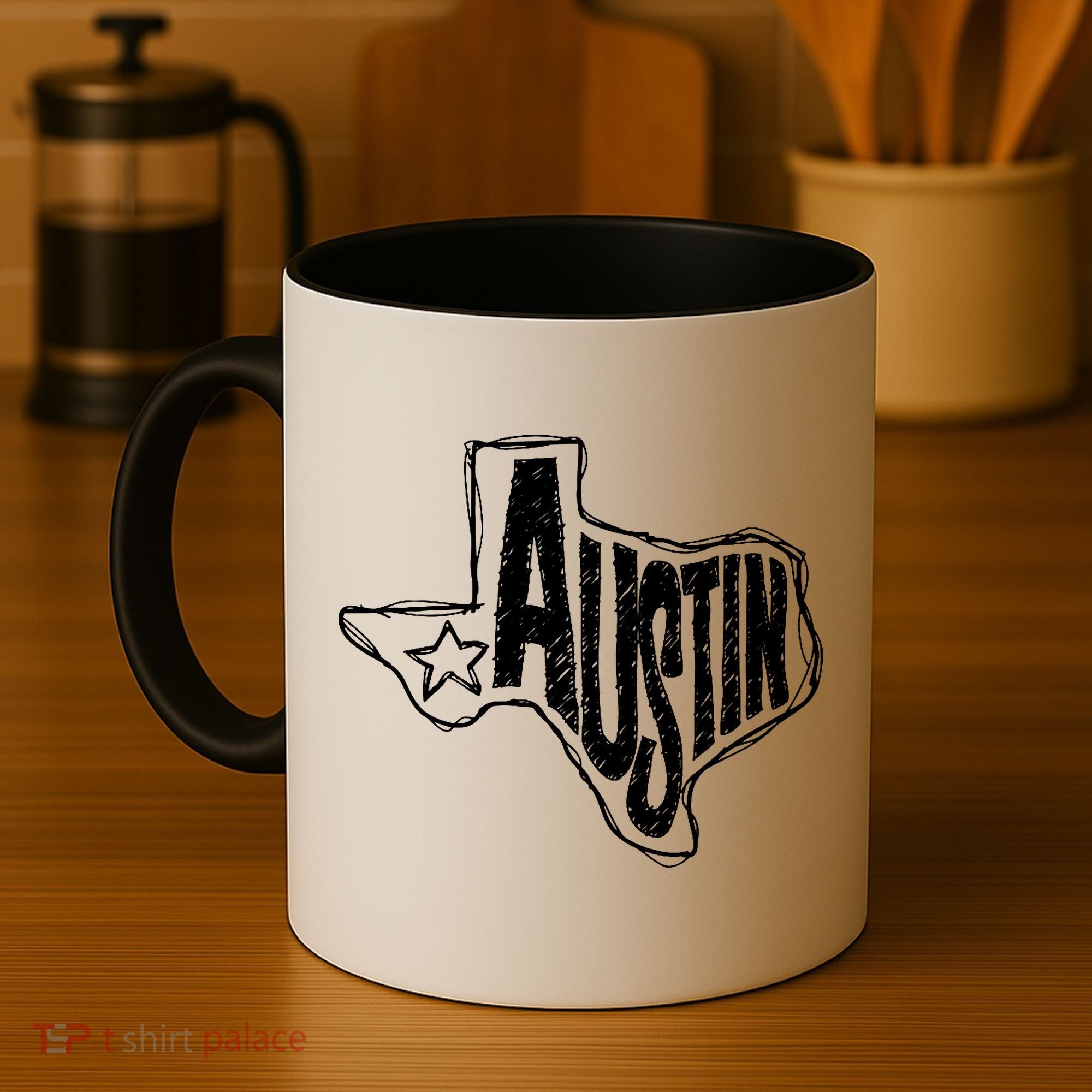 Austin Texas State Retro Outline Map Coffee Mug