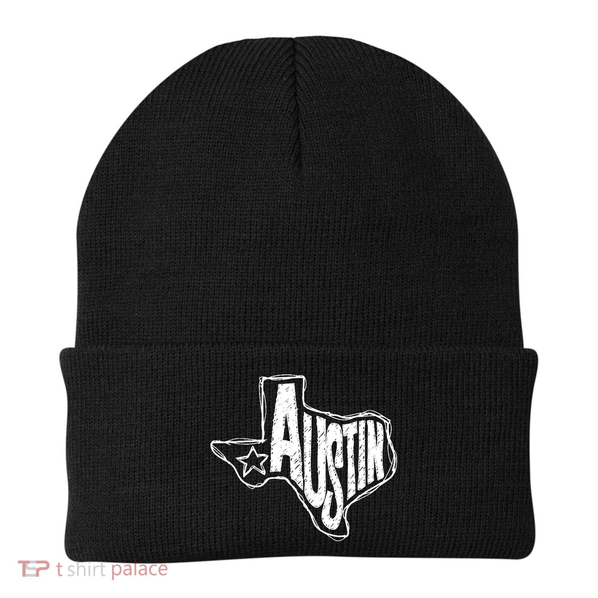 Austin Texas State Retro Outline Map Beanie