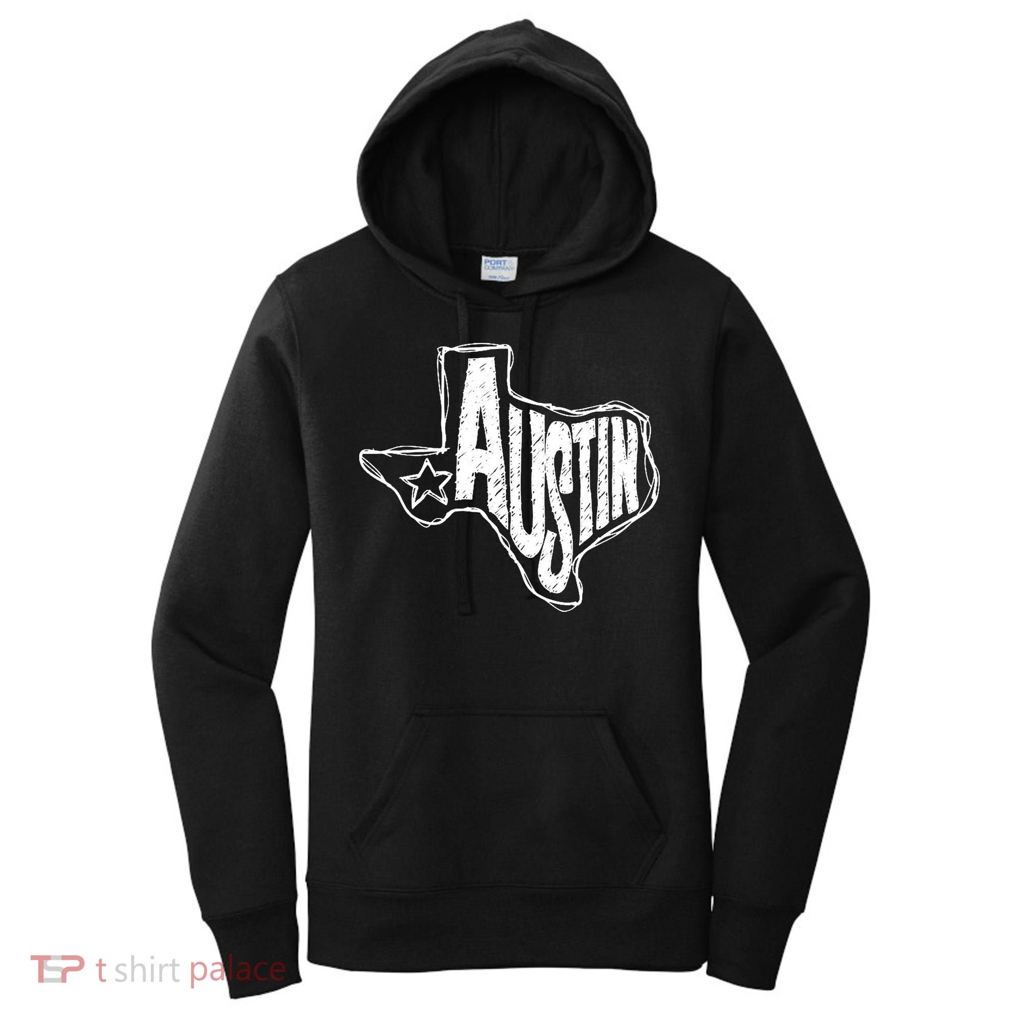 Austin Texas State Retro Outline Map Women's Hoodie