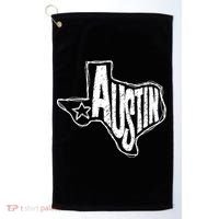 Austin Texas State Retro Outline Map Golf Towel thumb 0