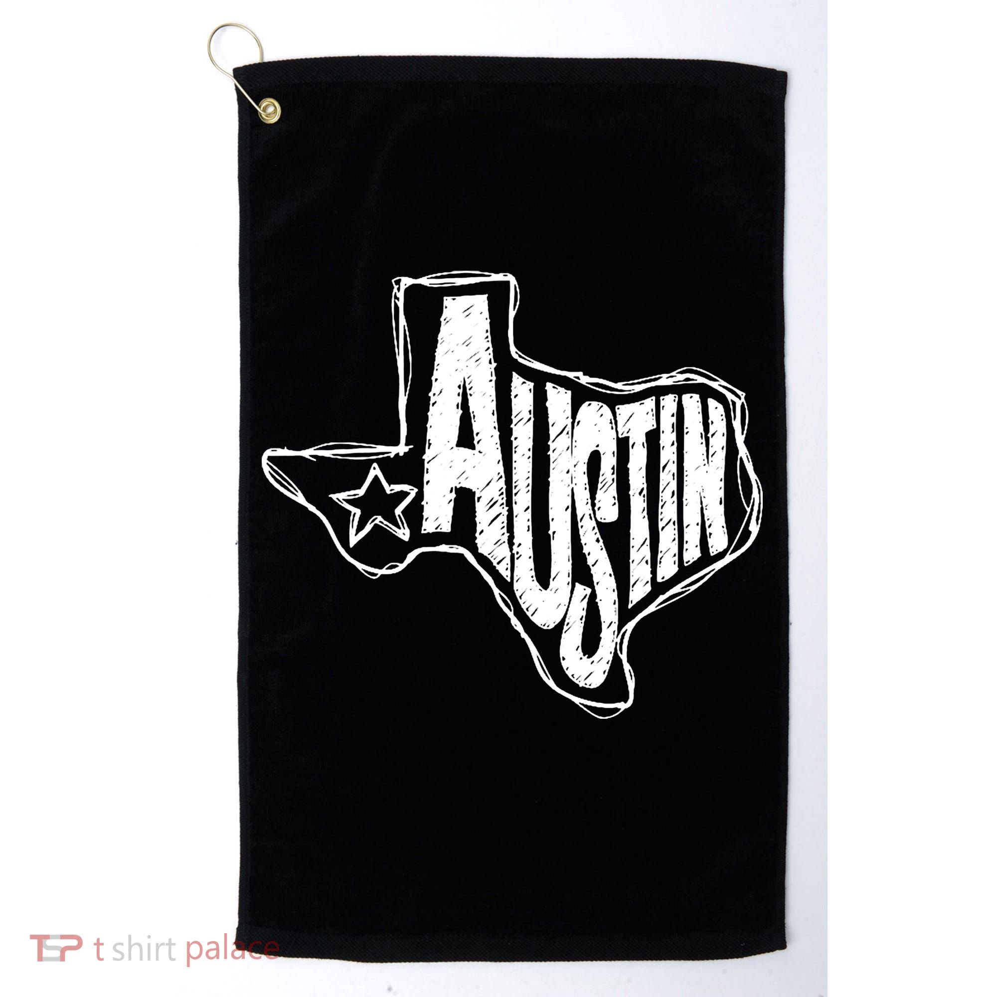 Austin Texas State Retro Outline Map Golf Towel