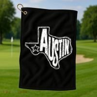 Austin Texas State Retro Outline Map Golf Towel thumb 1
