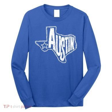 Austin Texas State Retro Outline Map Long Sleeve Shirt