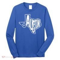 Austin Texas State Retro Outline Map Long Sleeve Shirt thumb 0