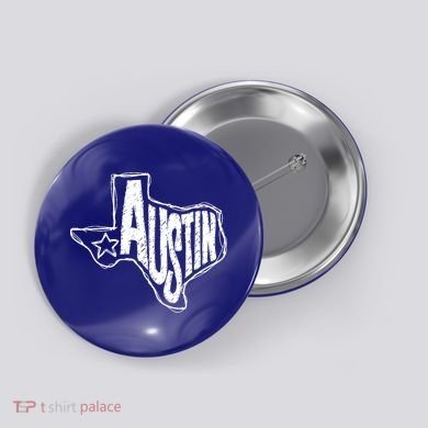 Austin Texas State Retro Outline Map Button
