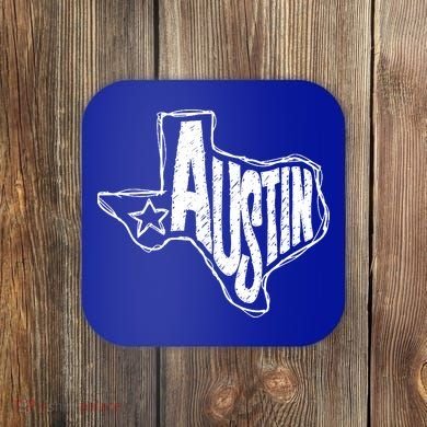 Austin Texas State Retro Outline Map Coaster