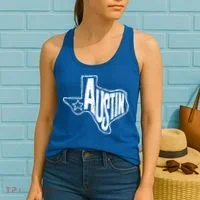 Austin Texas State Retro Outline Map Women's Tank Top thumb 2