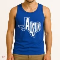 Austin Texas State Retro Outline Map Tank Top thumb 3