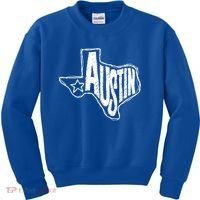Austin Texas State Retro Outline Map Kids Sweatshirt thumb 0