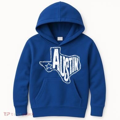 Austin Texas State Retro Outline Map Kids Hoodie