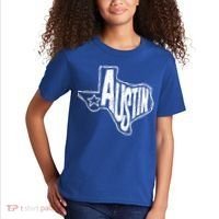 Austin Texas State Retro Outline Map Kids T-Shirt thumb 2