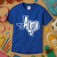 Austin Texas State Retro Outline Map Kids T-Shirt thumb 3