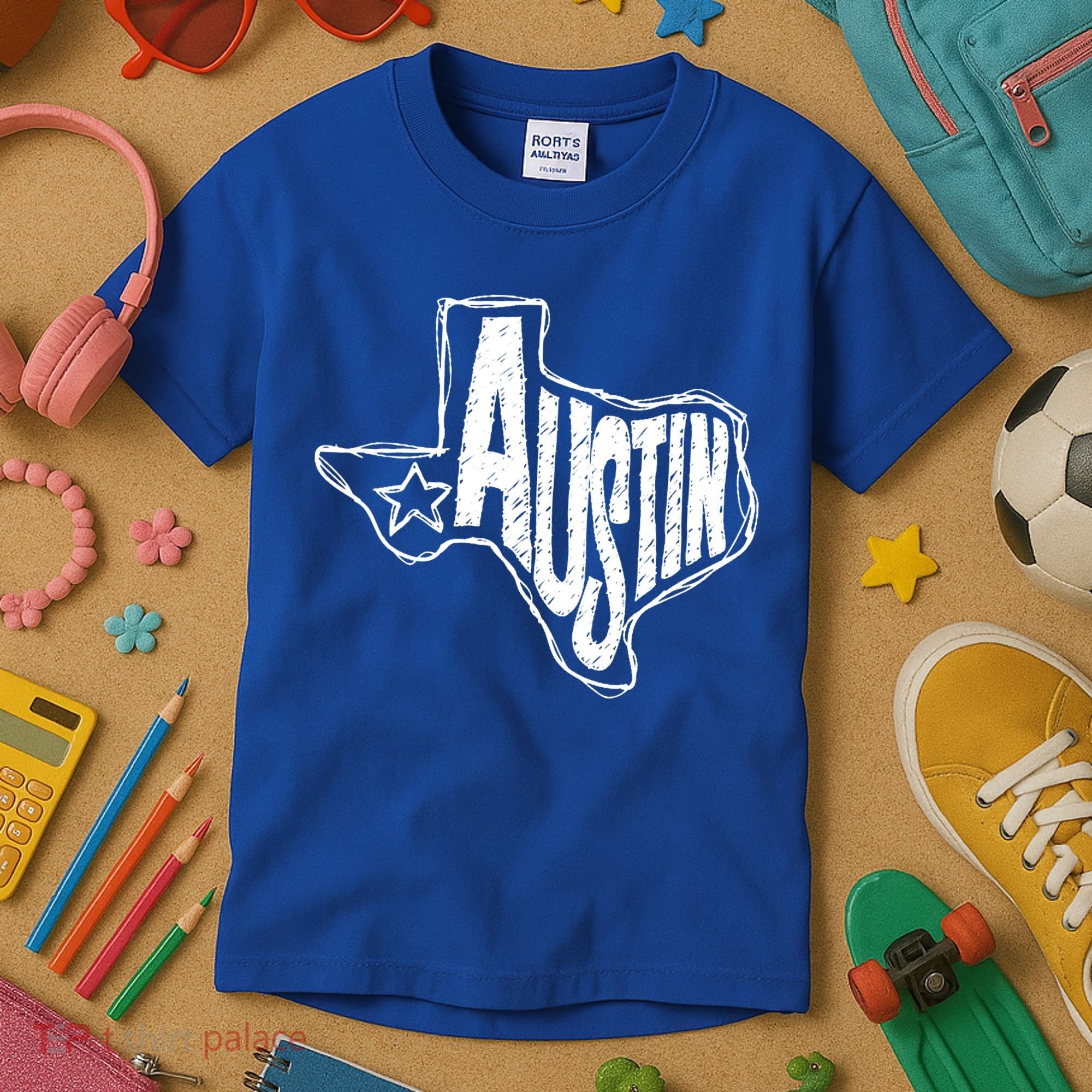 Austin Texas State Retro Outline Map Kids T-Shirt