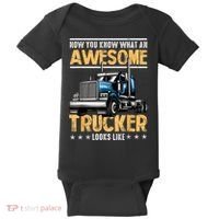 Awesome Trucker Semi Truck Driver 18 Wheeler Mechanic Funny Baby Bodysuit thumb 0