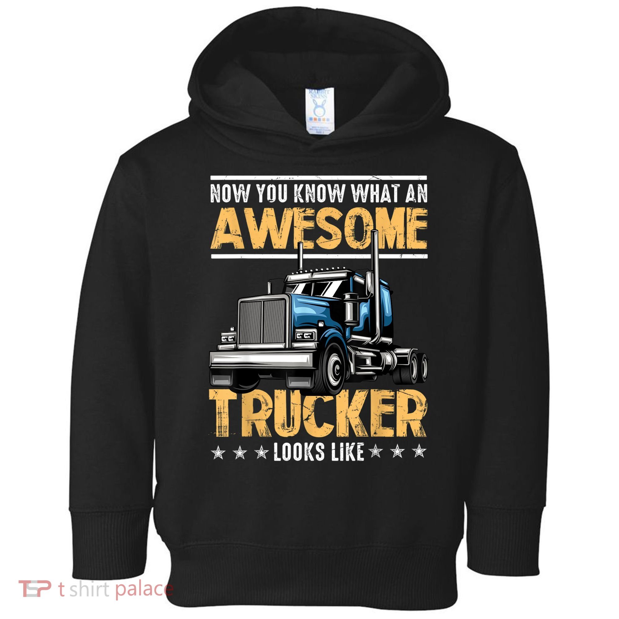 Awesome Trucker Semi Truck Driver 18 Wheeler Mechanic Funny Toddler Hoodie