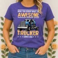 Awesome Trucker Semi Truck Driver 18 Wheeler Mechanic Funny Women's T-Shirt thumb 2