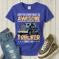 Awesome Trucker Semi Truck Driver 18 Wheeler Mechanic Funny Women's T-Shirt thumb 3