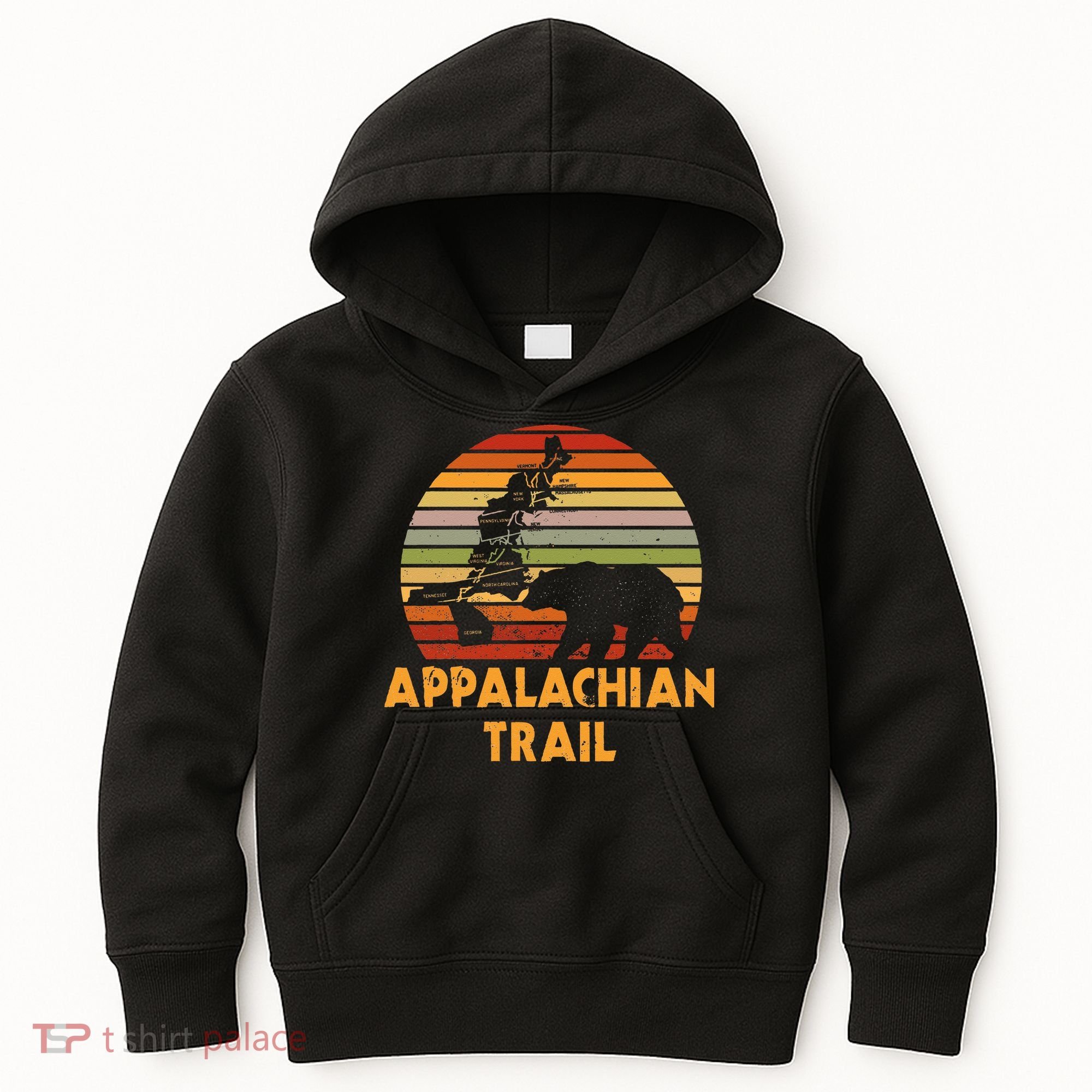 Appalachian Trail Symbol Word Cloud With US Staates Kids Hoodie