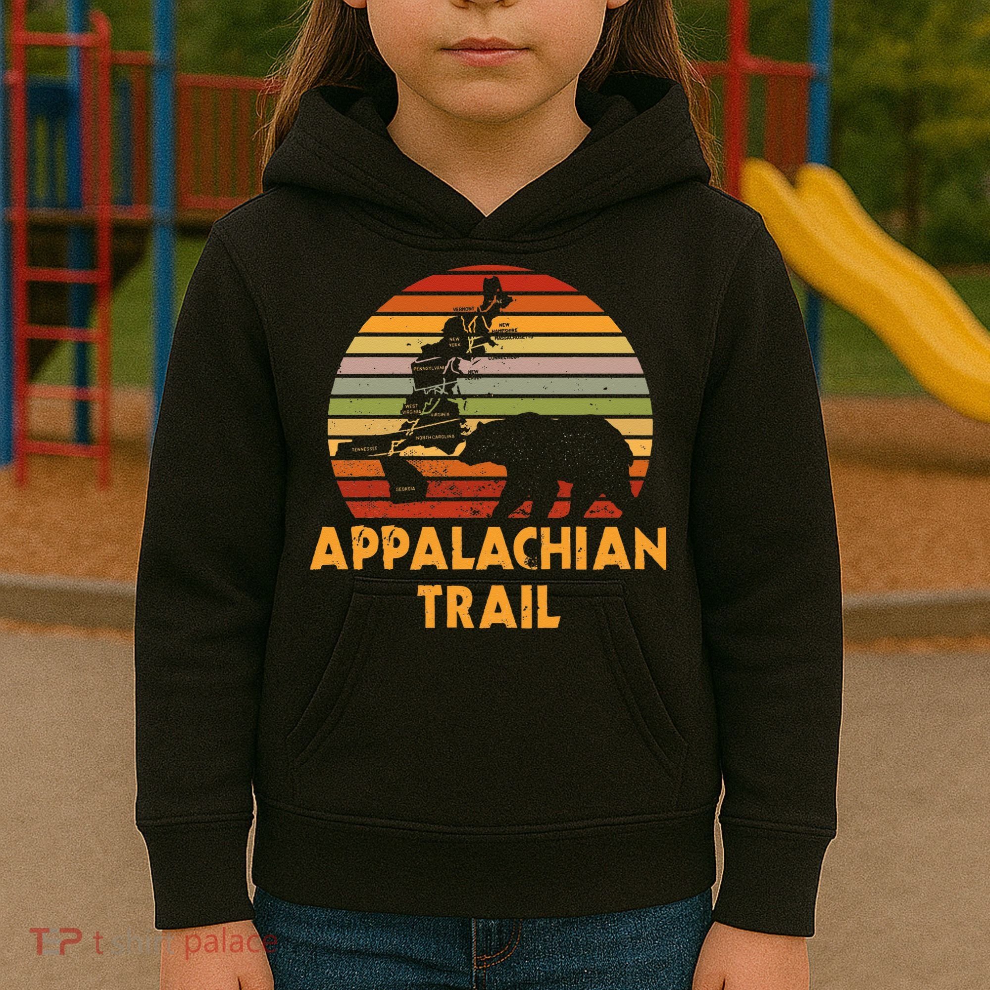 Appalachian Trail Symbol Word Cloud With US Staates Kids Hoodie
