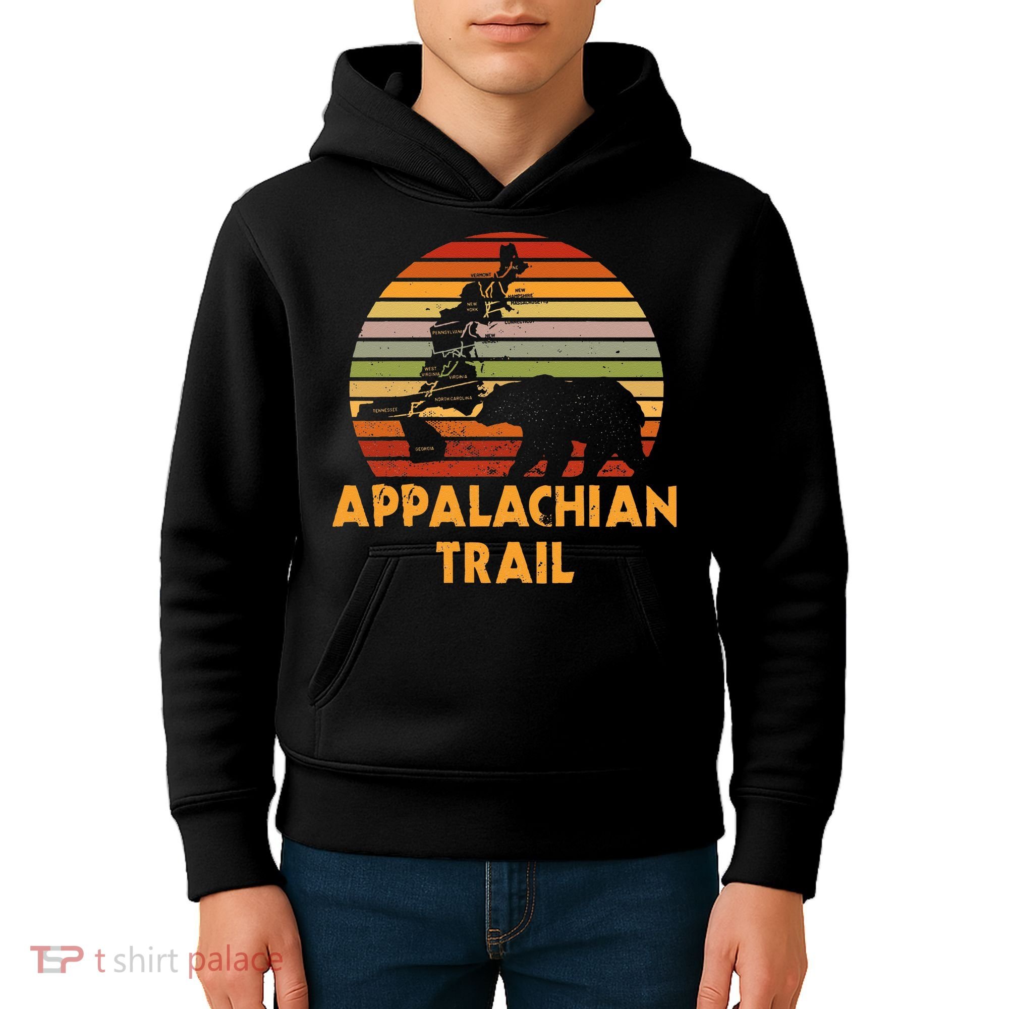 Appalachian Trail Symbol Word Cloud With US Staates Kids Hoodie