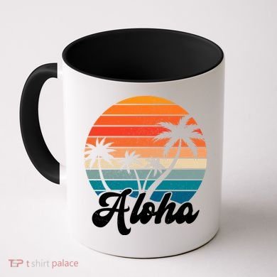 Aloha Tropical Sunset Vintage Vacation Coffee Mug