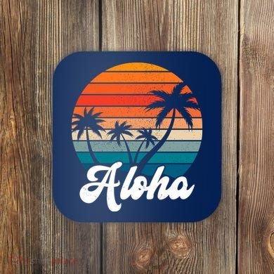 Aloha Tropical Sunset Vintage Vacation Coaster