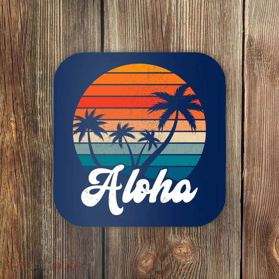 Aloha Tropical Sunset Vintage Vacation Coaster
