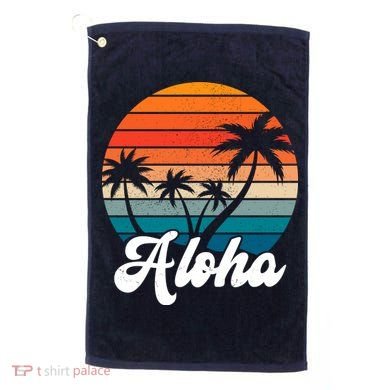 Aloha Tropical Sunset Vintage Vacation Golf Towel