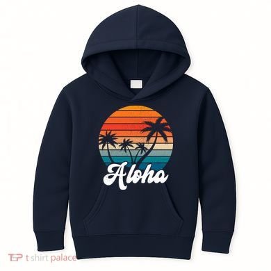 Aloha Tropical Sunset Vintage Vacation Kids Hoodie