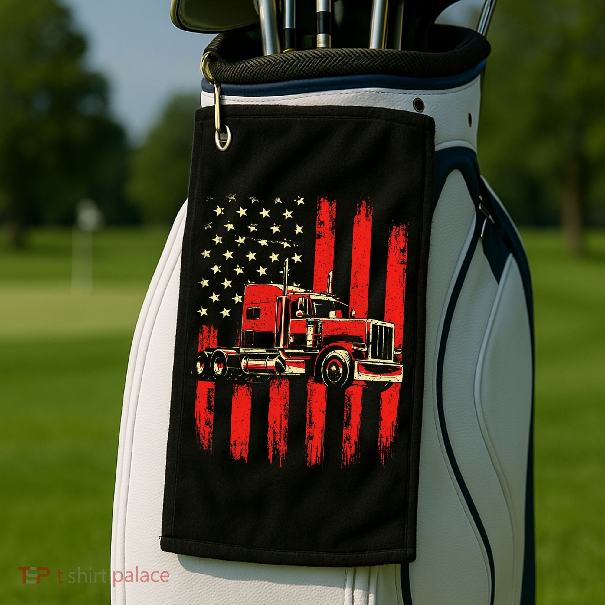 American Trucker Semi Truck Driver Trucking Golf Towel