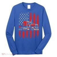 American Trucker Semi Truck Driver Trucking Long Sleeve Shirt thumb 0