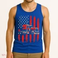 American Trucker Semi Truck Driver Trucking Tank Top thumb 3
